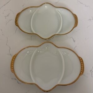 TWO Vintage Fire King Relish/Candy Dish